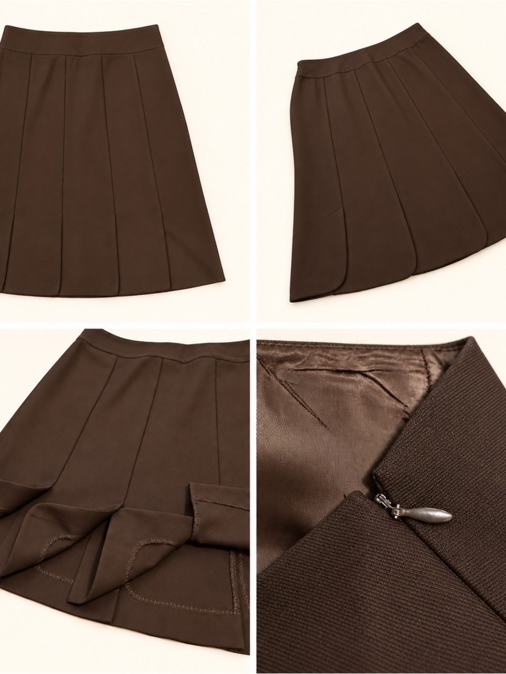 Ann Taylor Chocolate Brown Wool-Cashmere Paneled A-Line Skirt | Size 12
